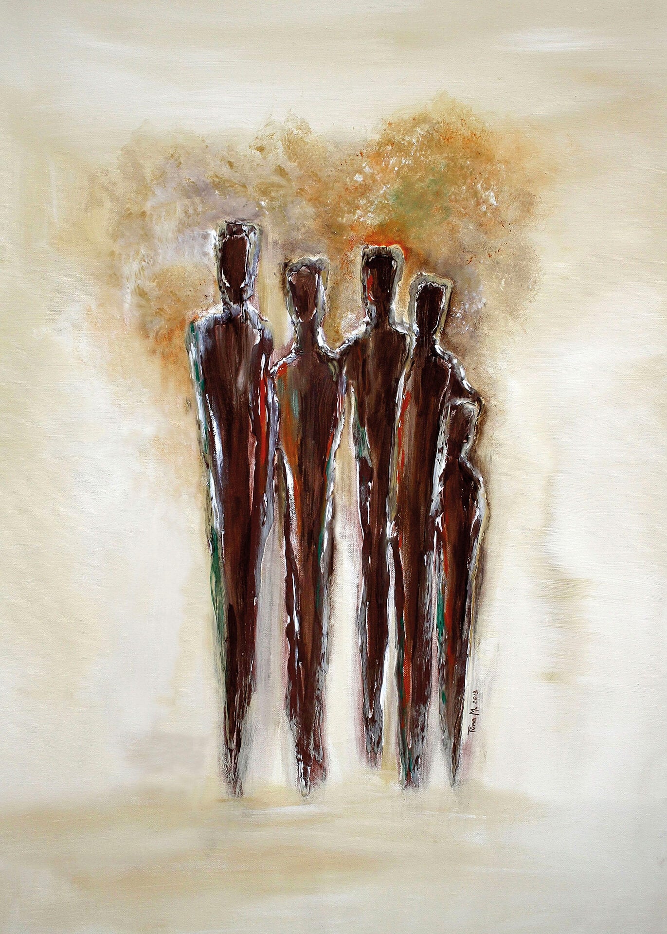 Kunst Leinwandbild Menschen Schwarz Weiß Gold 50x70 DD123161 Wandbild Leinwand