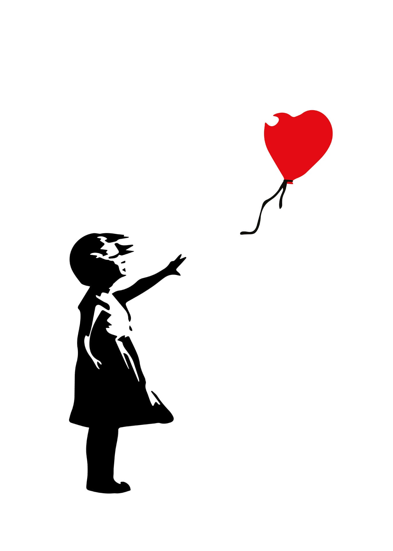 Kunst Leinwandbild Banksy Balloon Schwarz Rot 50x70 DD123167 Wandbild Leinwand