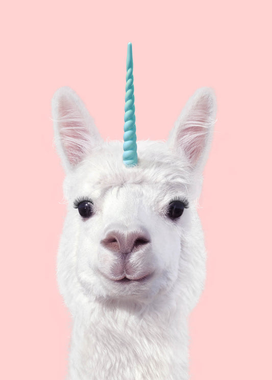 Leinwandbild Einhorn Alpakka Rosa Weiß 50x70 DD123177 Keilrahmenbild Wandbild