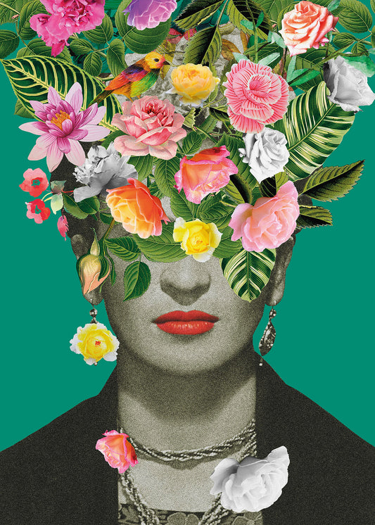 Leinwandbild Blumen Grün Schwarz 50x70 DD123182 Keilrahmen Wandbild Leinwand