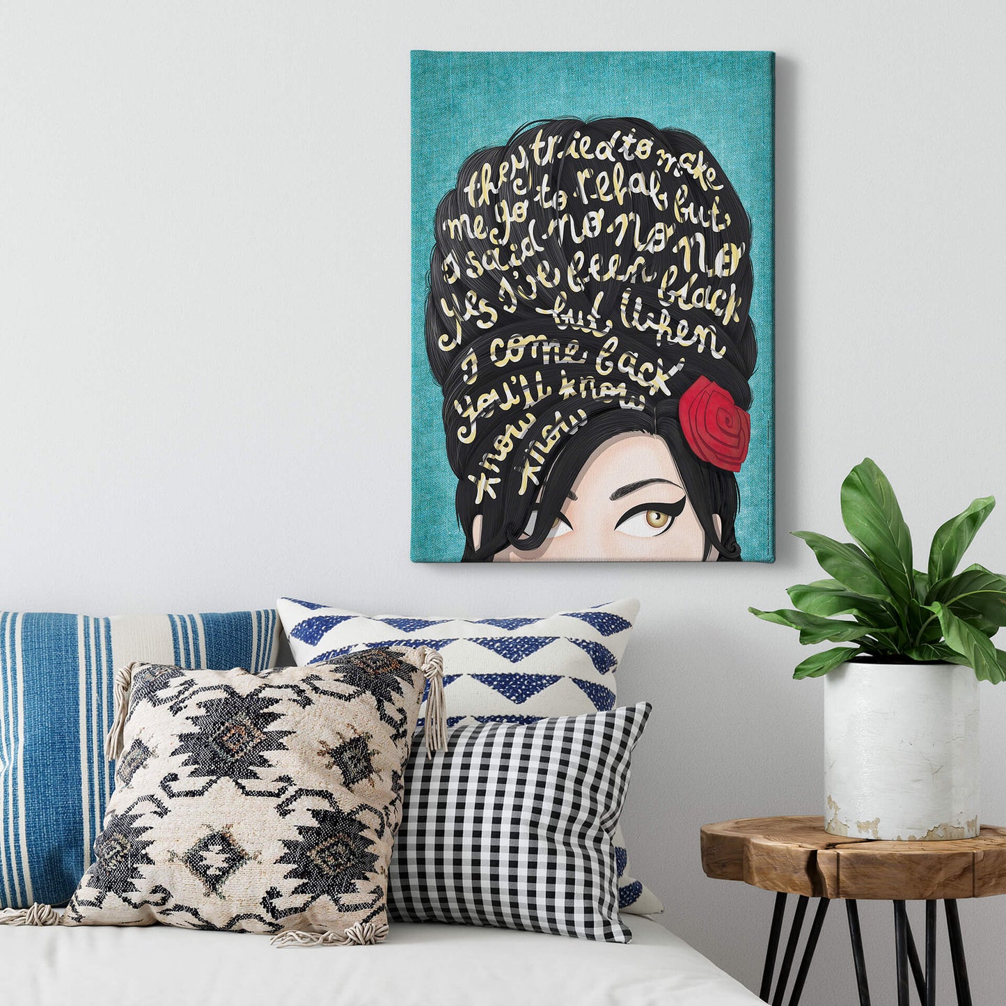 Frau Leinwandbild Grün Schwarz 50x70 DD123183 Keilrahmen Wandbild Leinwand