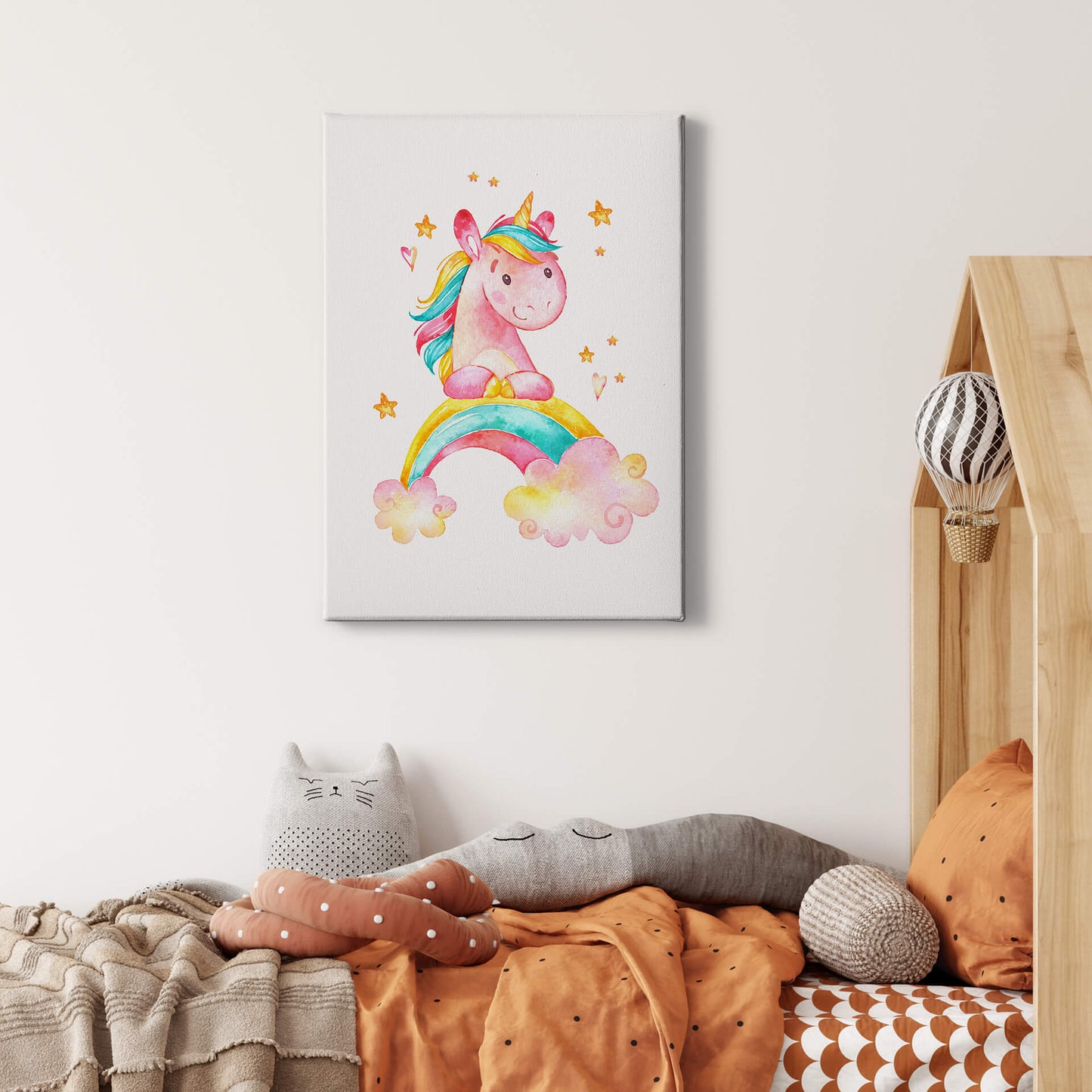 Leinwandbild Kinderzimmer Einhorn Rosa Weiß 50x70 DD123185 Keilrahmen Wandbild