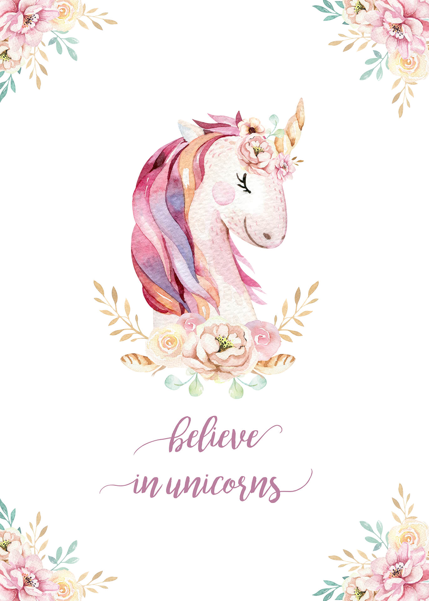 Leinwandbild Kinderzimmer Einhorn Rosa Weiß 50x70 DD123186 Keilrahmen Wandbild