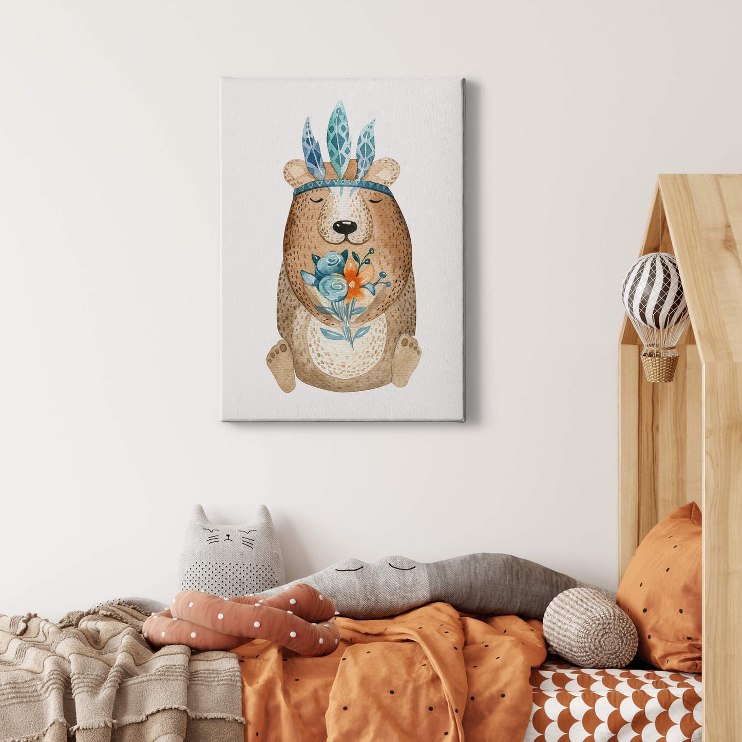 Leinwandbild Kinderzimmer Braun Weiß 50x70 DD123187 Keilrahmenbild Wandbild