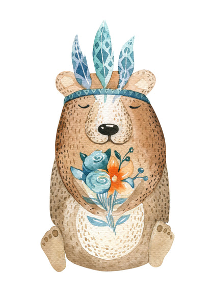 Leinwandbild Kinderzimmer Braun Weiß 50x70 DD123187 Keilrahmenbild Wandbild