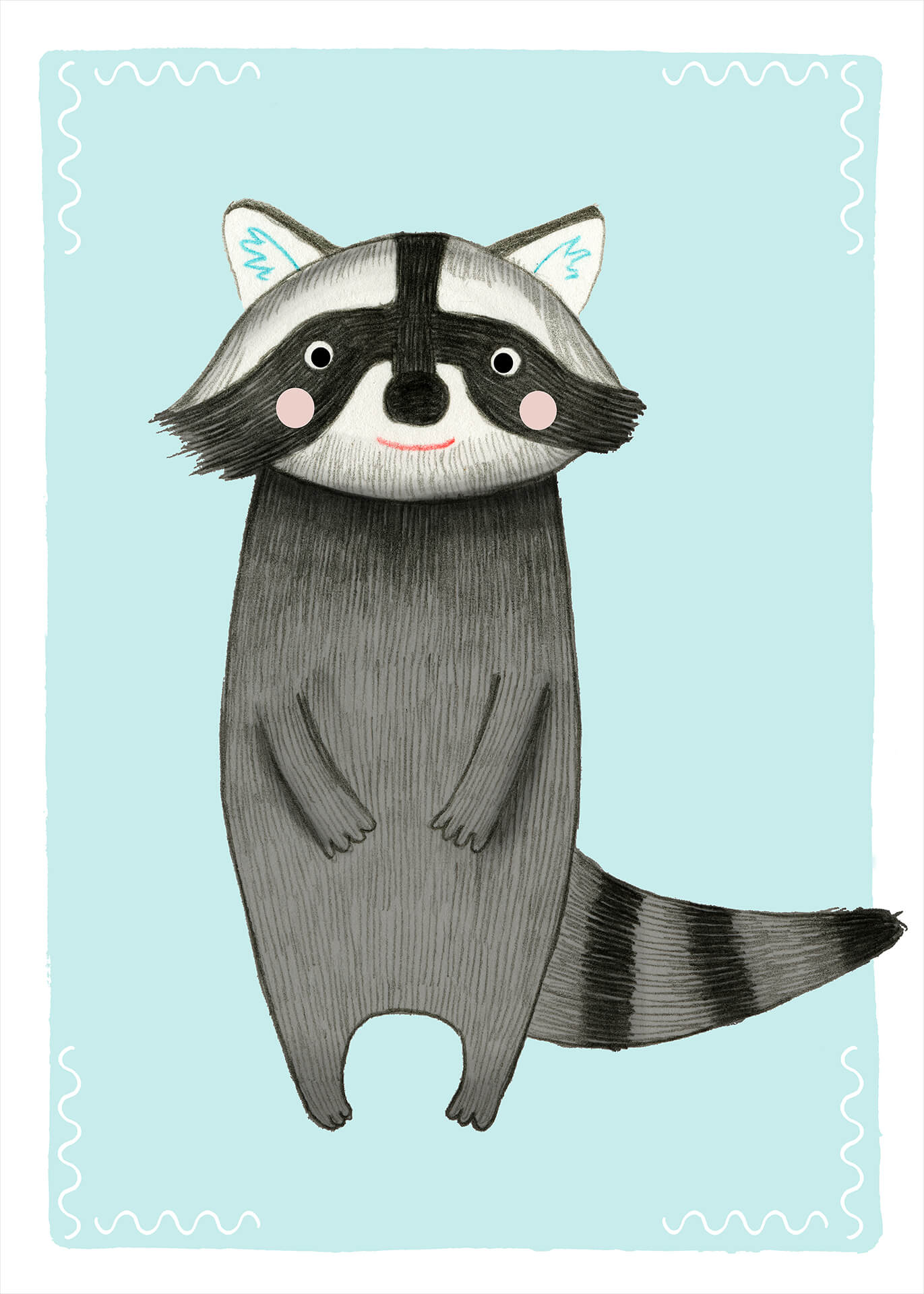 Leinwandbild Kinderzimmer Waschbär Grau Blau 50x70 DD123190 Keilrahmen Wandbild