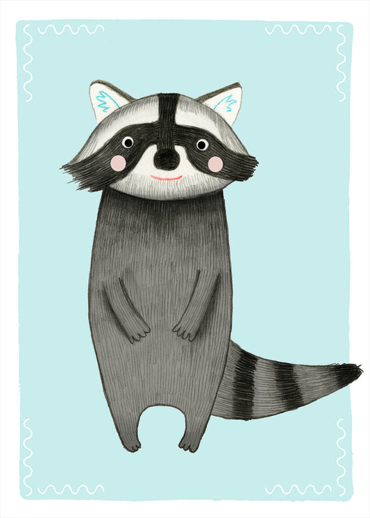 Leinwandbild Kinderzimmer Waschbär Grau Blau 50x70 DD123190 Keilrahmen Wandbild