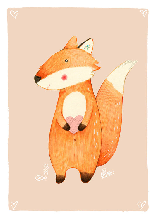 Leinwandbild Kinderzimmer Fuchs Braun Beige 50x70 DD123192 Keilrahmen Wandbild