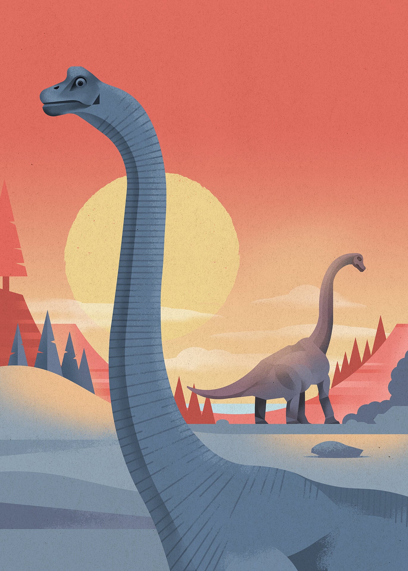 Leinwandbild Kinderzimmer Dinosaurier Rot Orange 50x70 DD123199 Wandbild