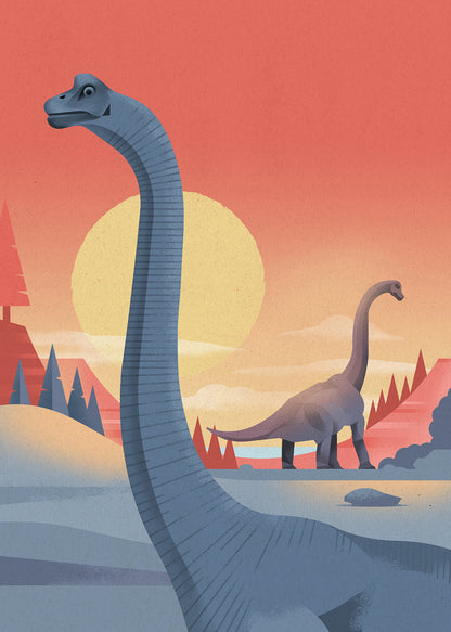 Leinwandbild Kinderzimmer Dinosaurier Rot Orange 50x70 DD123199 Wandbild