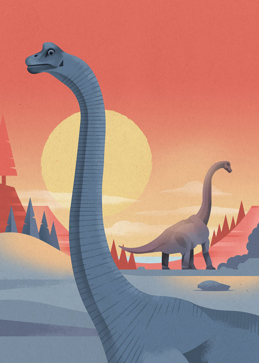 Leinwandbild Kinderzimmer Dinosaurier Rot Orange 50x70 DD123199 Wandbild