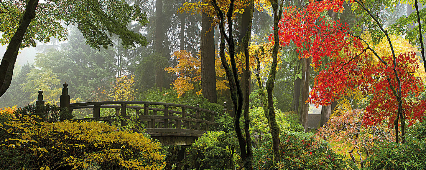 Leinwandbild Japanischer Garten Grün Braun 100x40 DD123204 Wandbild Leinwand