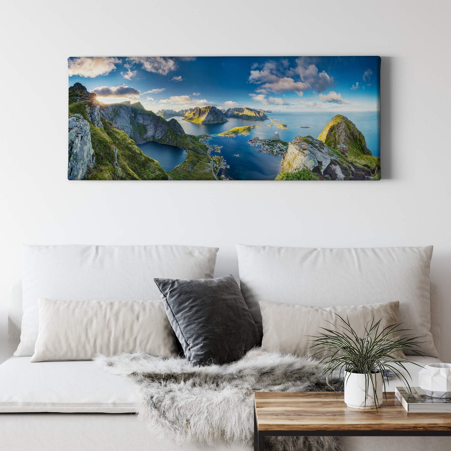Leinwandbild Landschaft Grün Grau Blau 100x40 DD123207 Keilrahmenbild Wandbild