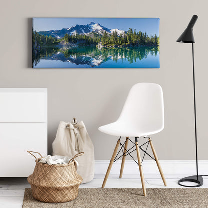 Leinwandbild Landschaft Berge Blau Grau Grün 100x40 DD123208 Keilrahmen Wandbild