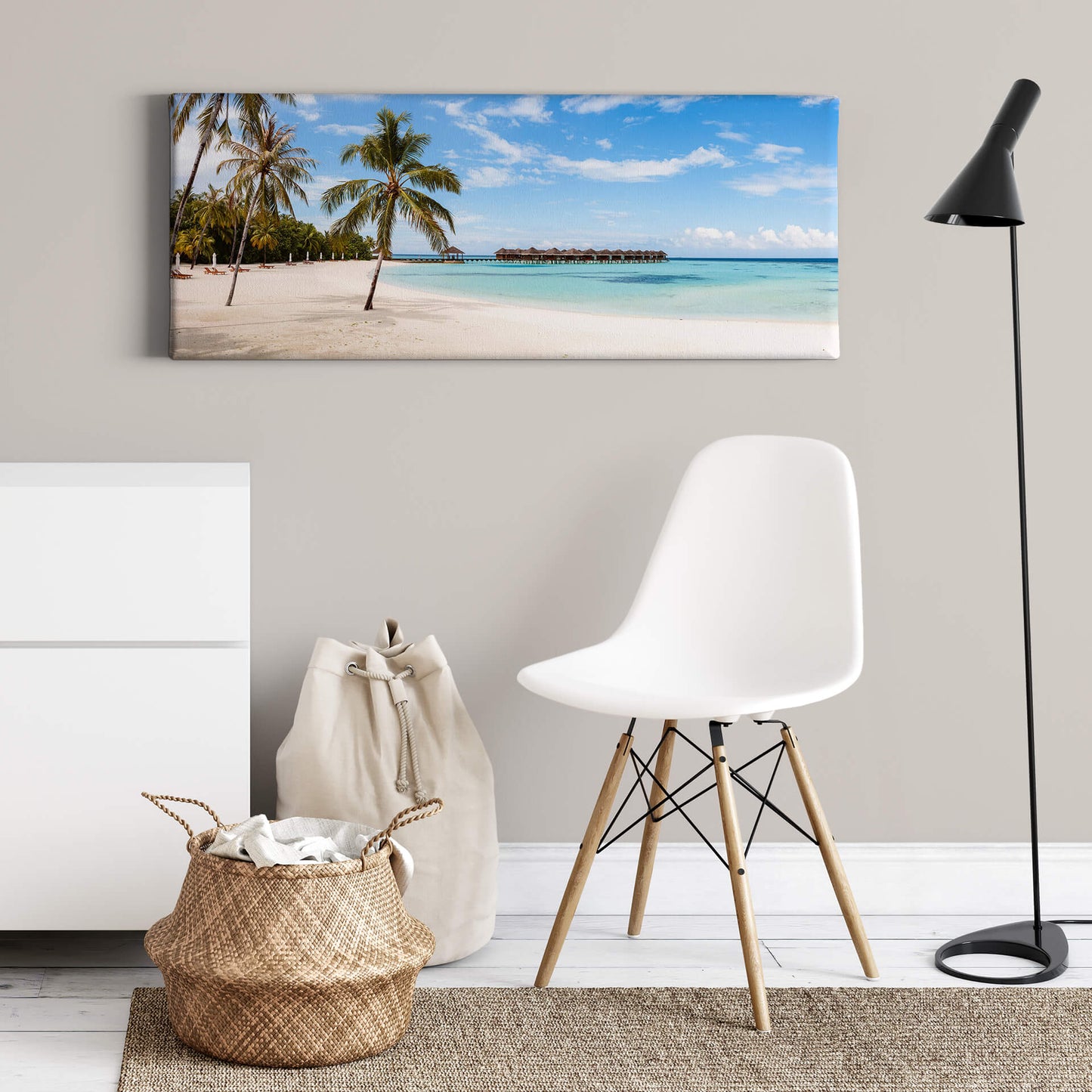 Leinwandbild Palmen Strand Meer Blau Türkis 100x40 DD123210 Wandbild Leinwand