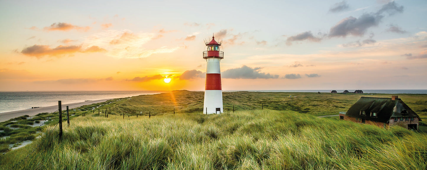 Leinwandbild Leuchtturm Grün Rot Weiß 100x40 DD123211 Keilrahmenbild Wandbild