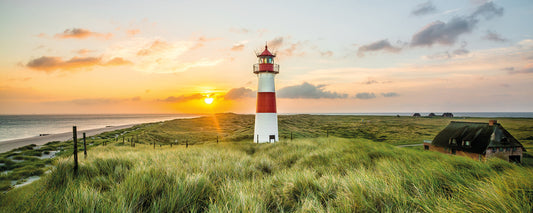 Leinwandbild Leuchtturm Grün Rot Weiß 100x40 DD123211 Keilrahmenbild Wandbild