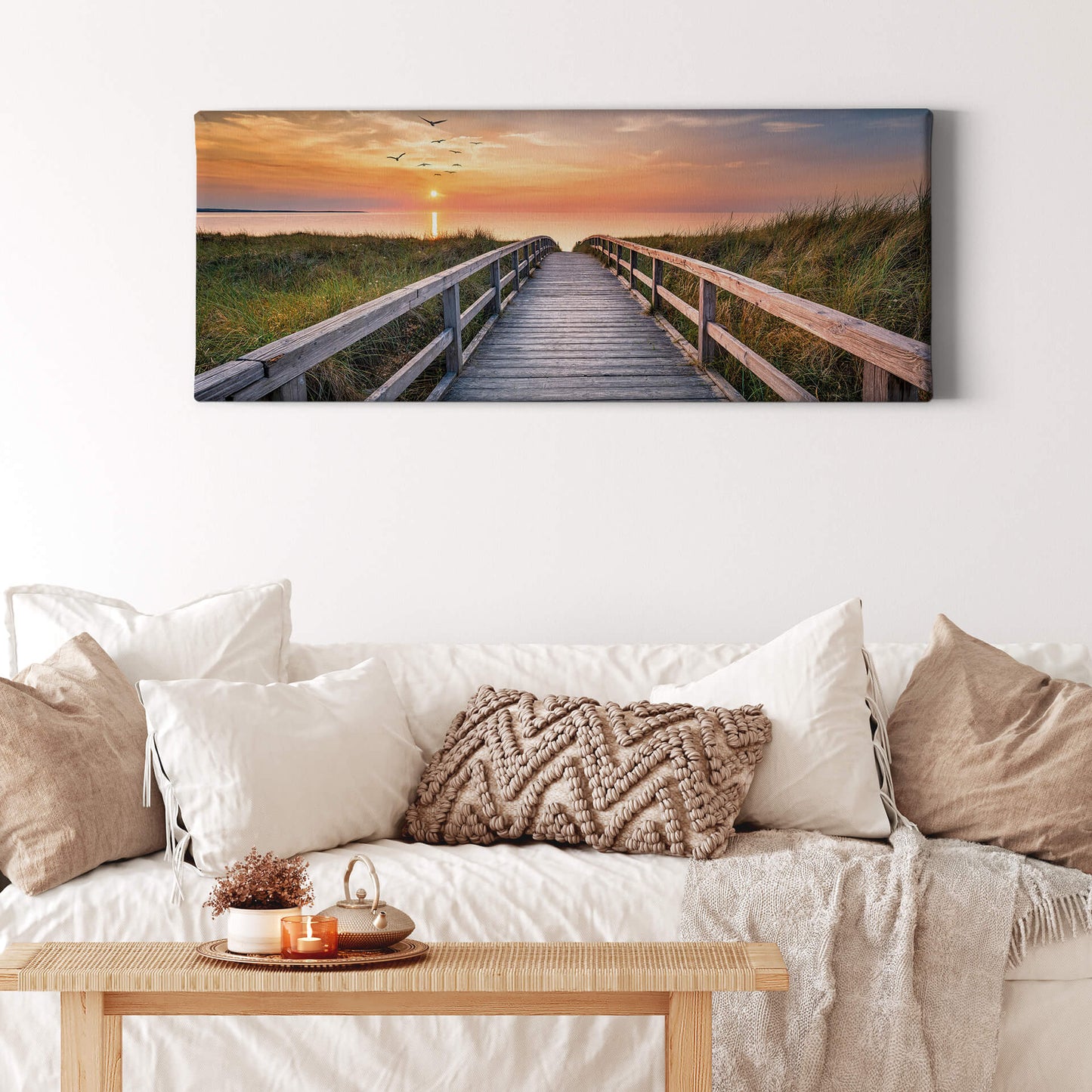 Leinwandbild Dünen Grün Orange 100x40 DD123212 Keilrahmenbild Wandbild Leinwand