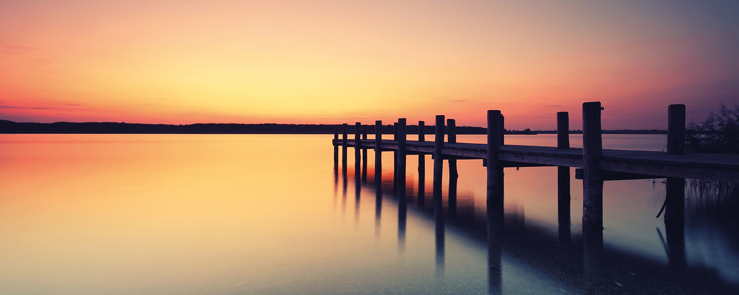 Leinwandbild See Steeg Orange Blau 100x40 DD123215 Keilrahmenbild Wandbild