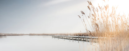 Leinwandbild See Blau Beige 100x40 DD123216 Keilrahmenbild Wandbild Natur