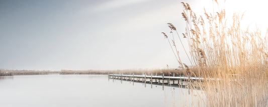 Leinwandbild See Blau Beige 100x40 DD123216 Keilrahmenbild Wandbild Natur