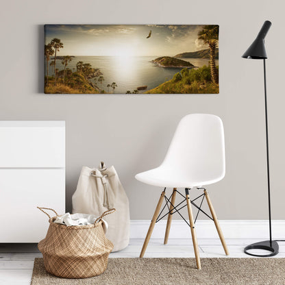 Leinwandbild Meer Wald Braun Grün Blau 100x40 DD123218 Wandbild Leinwand
