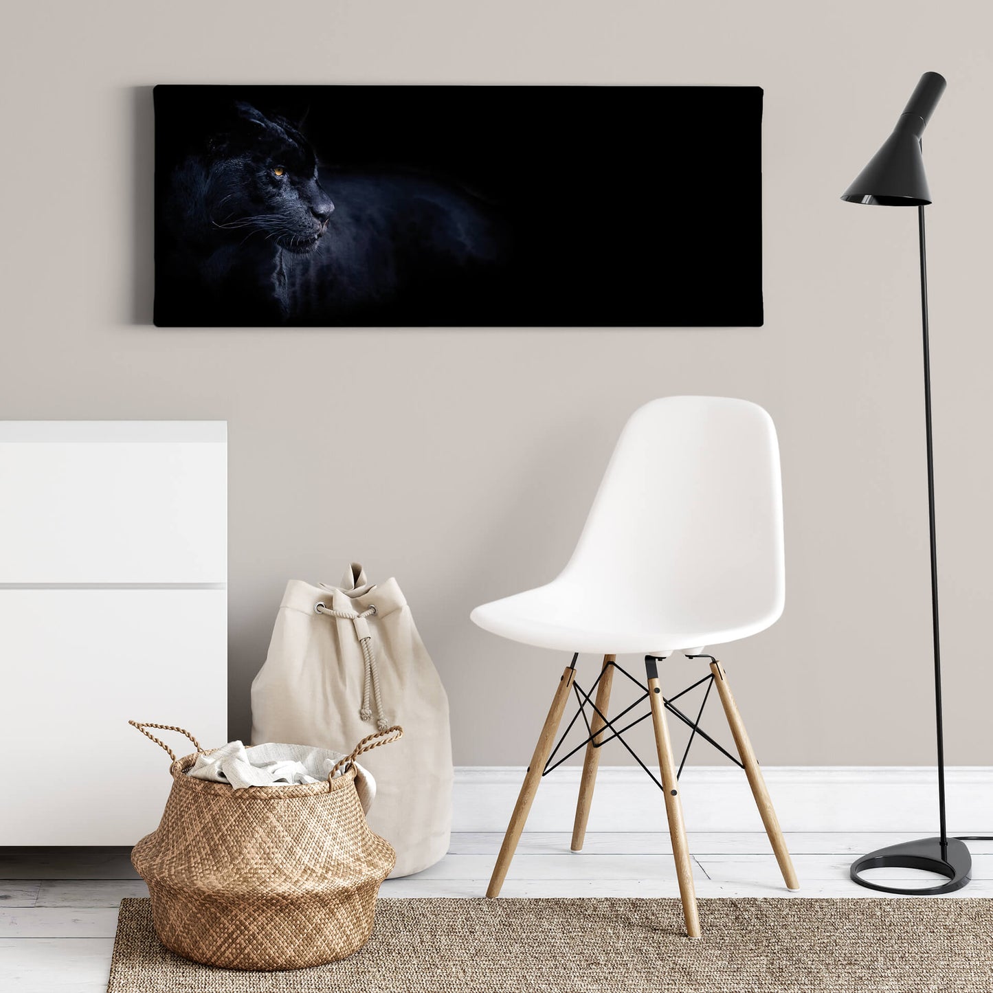 Panther Leinwandbild Schwarz 100x40 DD123227 Keilrahmenbild Wandbild Tier