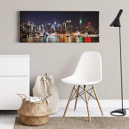 New York Skyline Blau Braun Orange Leinwandbild 100x40 DD123229 Wandbild
