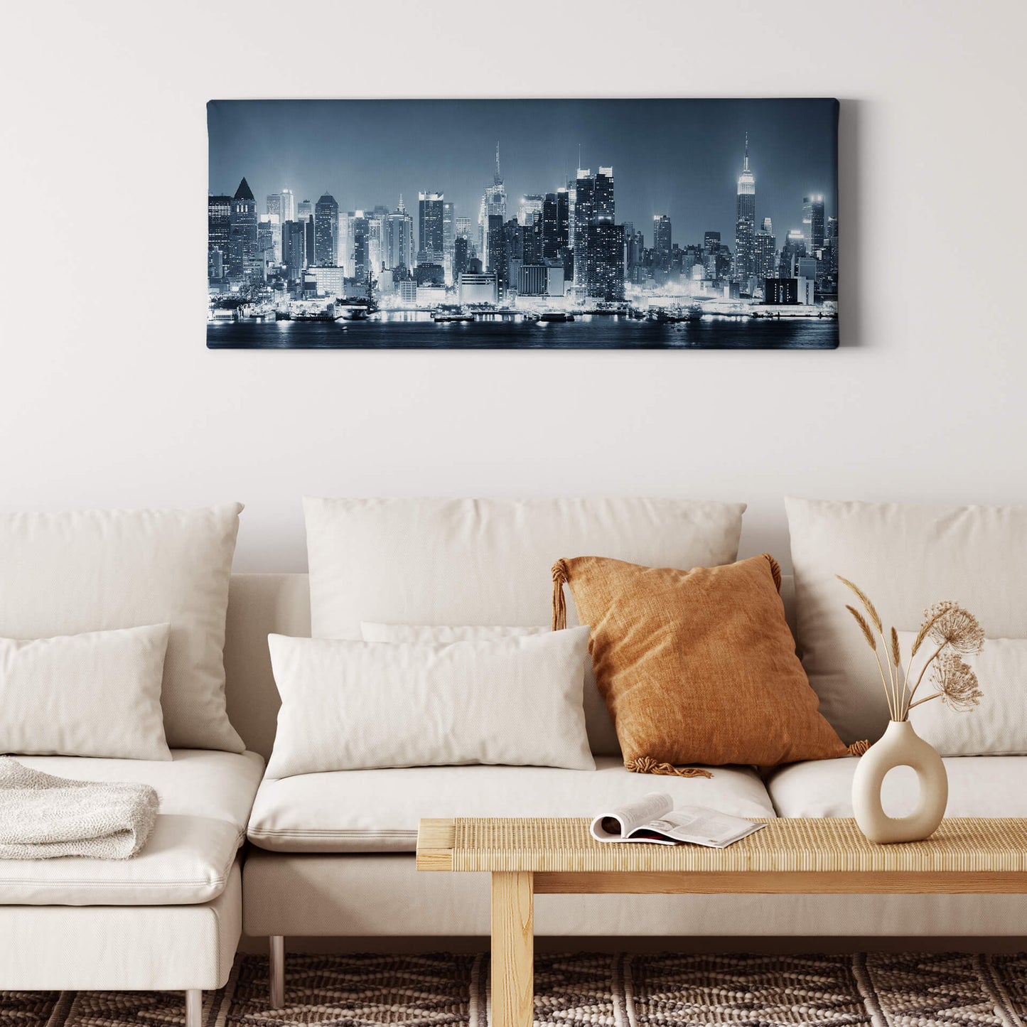New York Skyline Leinwandbild Blau Grau Schwarz 100x40 DD123230 Wandbild