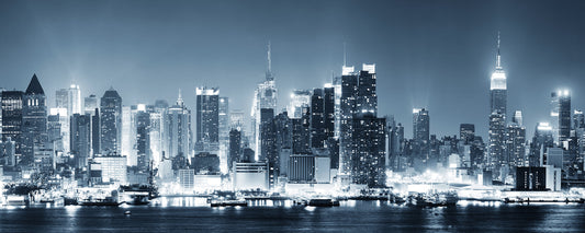 New York Skyline Leinwandbild Blau Grau Schwarz 100x40 DD123230 Wandbild