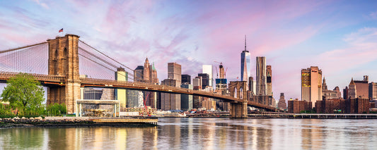 New York Skyline Leinwandbild Manhattan Blau Braun 100x40 DD123231 Wandbild