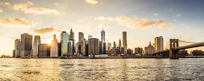 New York Skyline Leinwandbild Manhattan Blau Braun 100x40 DD123232 Wandbild