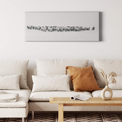 Schafherde Leinwandbild Weiß Grau 100x40 DD123235 Keilrahmen Wandbild Leinwand