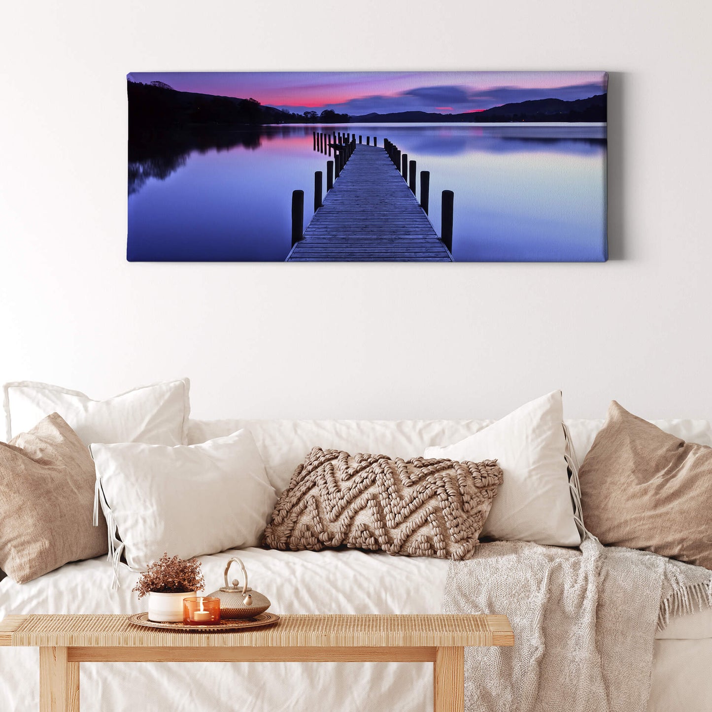 Leinwandbild See Steeg Blau Lila 100x40 DD123237 Keilrahmenbild Wandbild