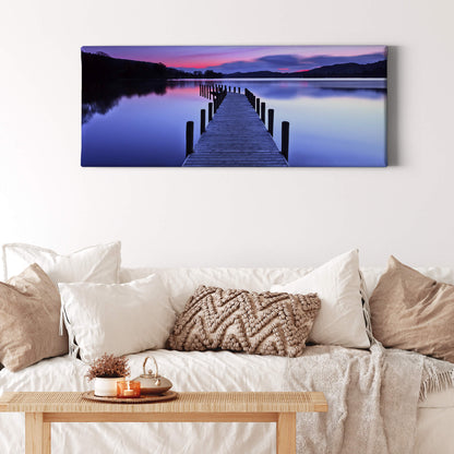 Leinwandbild See Steeg Blau Lila 100x40 DD123237 Keilrahmenbild Wandbild