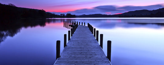 Leinwandbild See Steeg Blau Lila 100x40 DD123237 Keilrahmenbild Wandbild