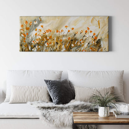 Leinwandbild Blumen Grün Orange 100x40 DD123248 Keilrahmenbild Wandbild Kunst
