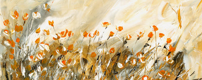 Leinwandbild Blumen Grün Orange 100x40 DD123248 Keilrahmenbild Wandbild Kunst