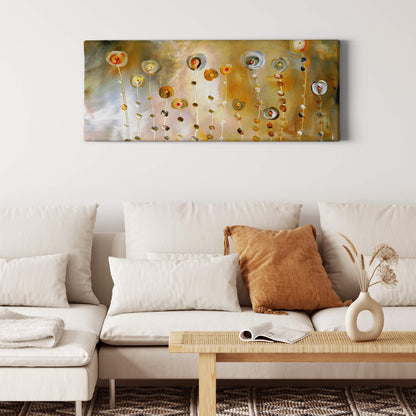Leinwandbild Blumen Kunst Gelb Gold 100x40 DD123249 Keilrahmenbild Wandbild