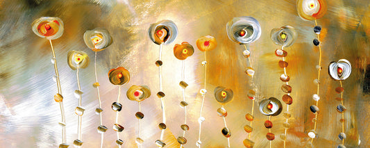 Leinwandbild Blumen Kunst Gelb Gold 100x40 DD123249 Keilrahmenbild Wandbild