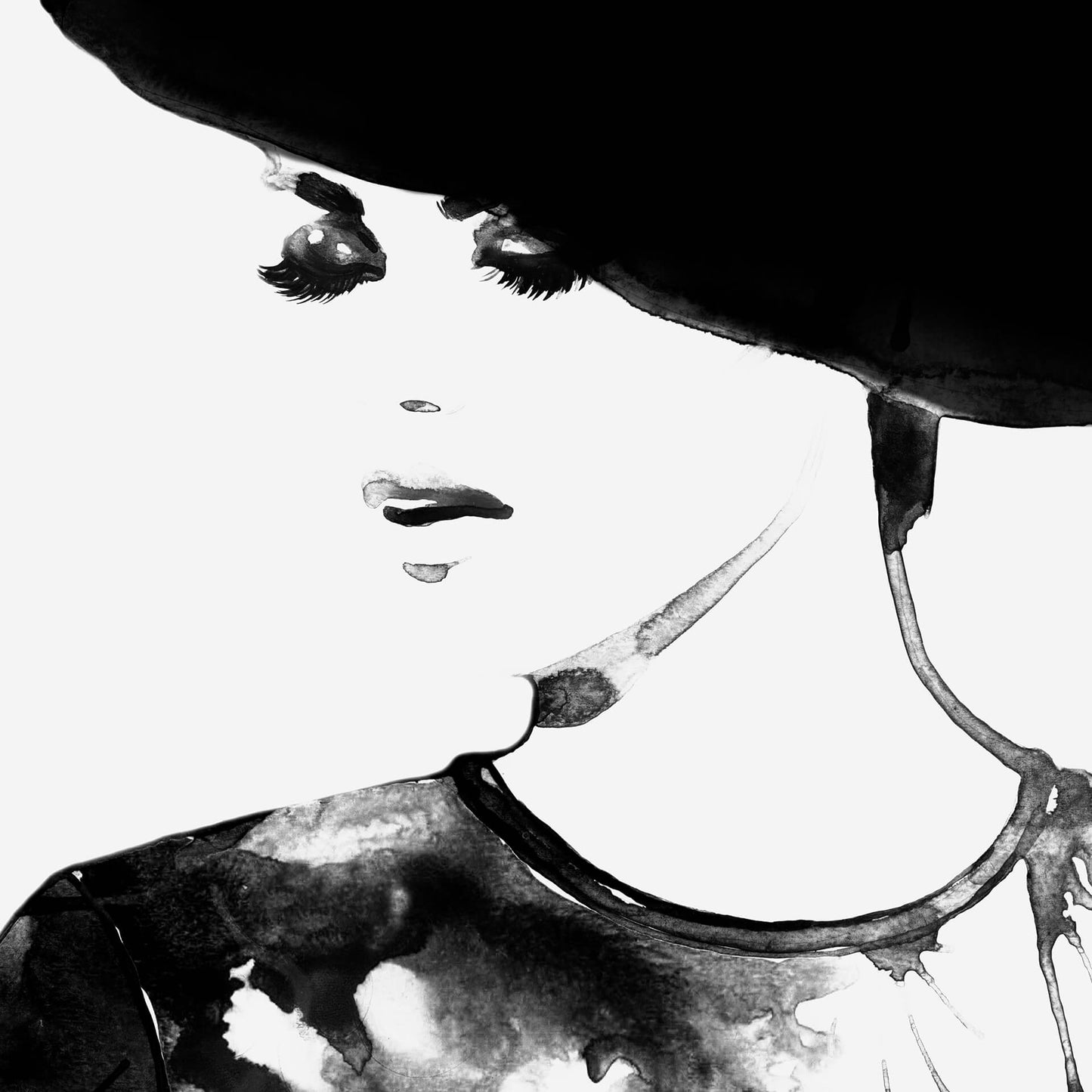 Leinwandbild Frau Schwarz Weiß 50x50 DD123252 Keilrahmen Wandbild Leinwand