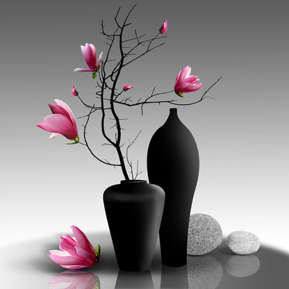 Blume Leinwandbild Rosa Schwarz 50x50 DD123261 Keilrahmenbild Wandbild Leinwand