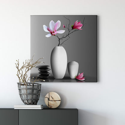 Blume Leinwandbild Rosa Weiß 50x50 DD123262 Keilrahmenbild Wandbild Leinwand