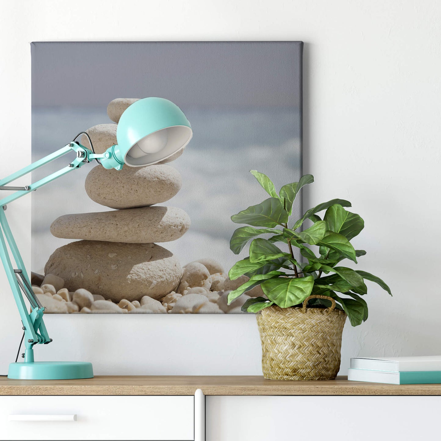 Leinwandbild Steinturm Grau Blau 50x50 DD123267 Keilrahmenbild Wandbild Leinwand