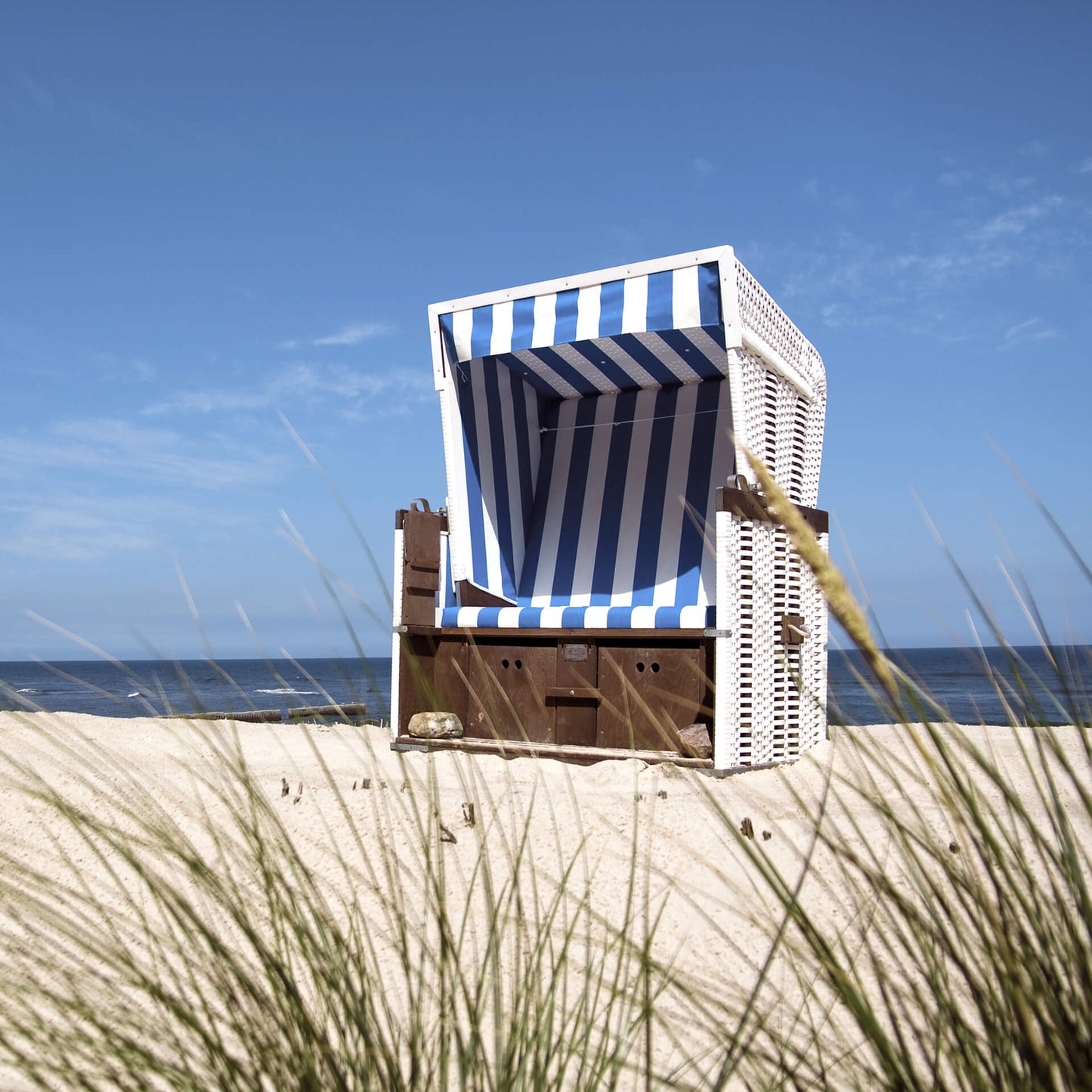 Leinwandbild Meer Strandkorb Blau Grün  50x50 DD123275 Wandbild Leinwand