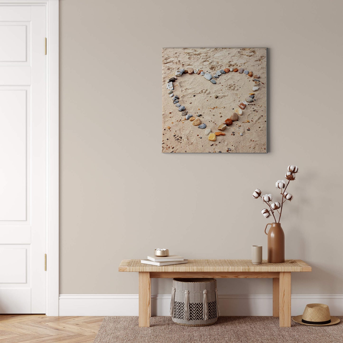 Leinwandbild Herz Strand Braun 50x50 DD123277 Keilrahmenbild Wandbild Leinwand