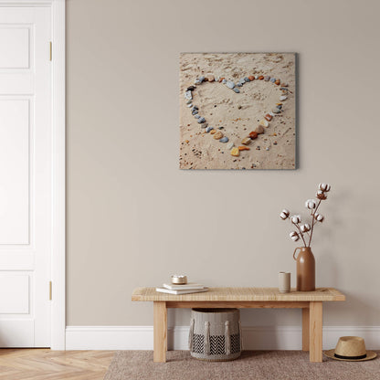 Leinwandbild Herz Strand Braun 50x50 DD123277 Keilrahmenbild Wandbild Leinwand