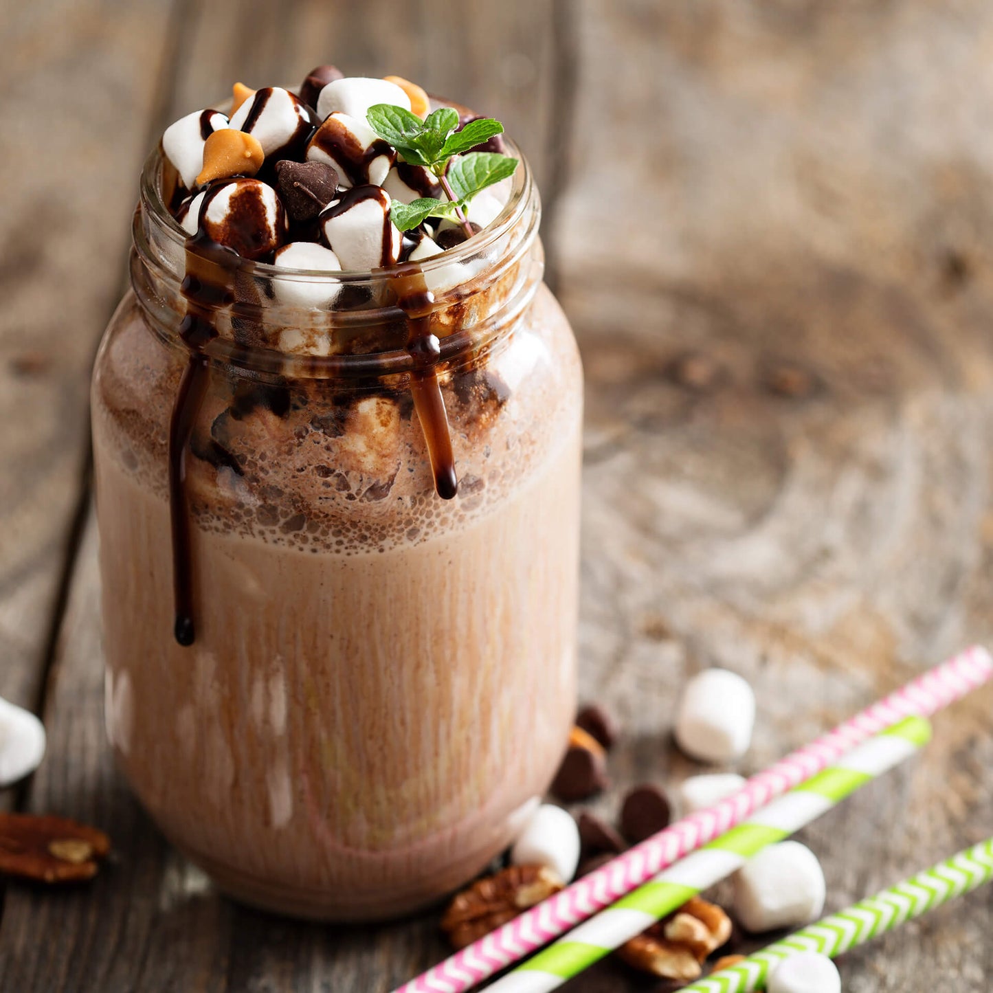 Leinwandbild Milchshake Braun Beige Weiß 50x50 DD123283 Keilrahmenbild Wandbild