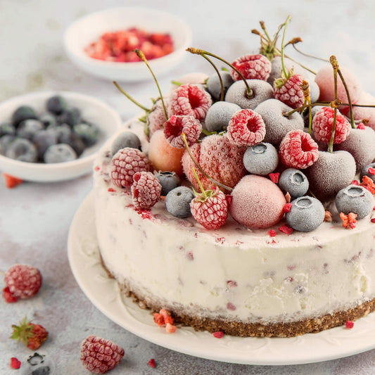 Leinwandbild Kuchen Beige Rosa Weiß 50x50 DD123284 Keilrahmenbild Wandbild