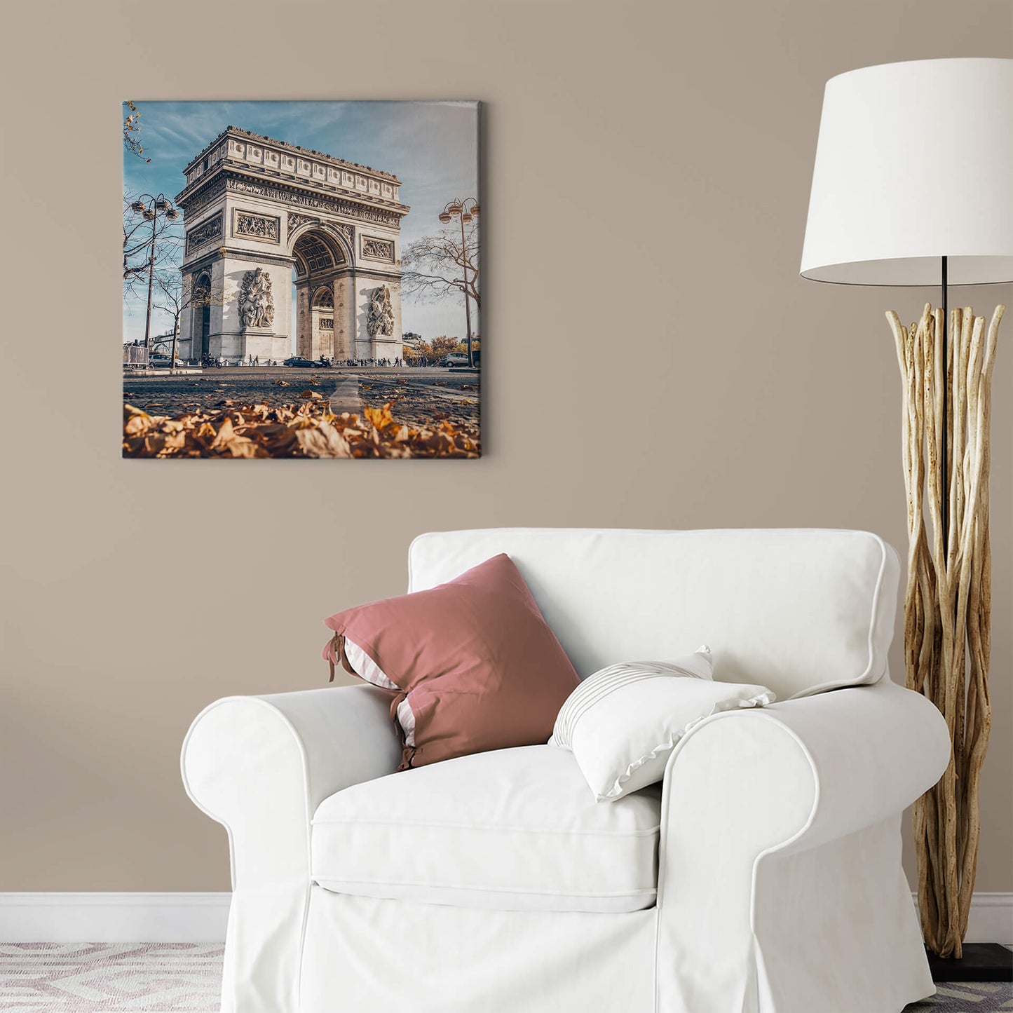 Leinwandbild Triumphbogen Beige Blau 50x50 DD123286 Keilrahmen Wandbild Leinwand